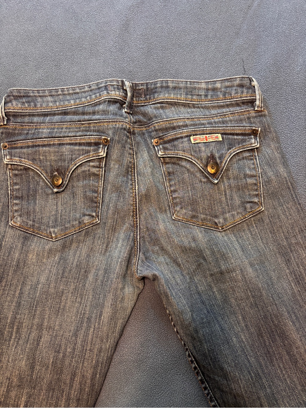 Hudson Jeans Women's Straight Leg Blue Denim with Flap Back Pockets